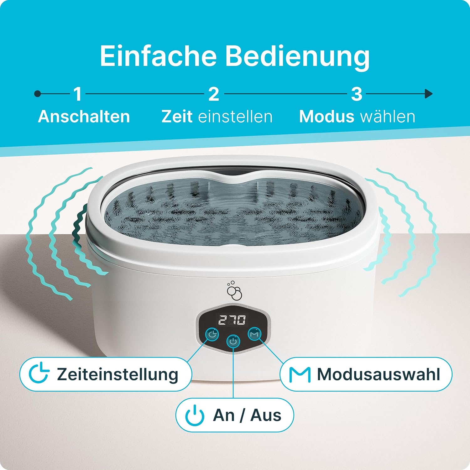 KLARBERG® Ultraschallreinigungsgerät Brille, Schmuck uvm. I Ultraschallreiniger I Ultraschallbad für eine Tiefenreinigung I ultrasonic cleaner, Brillenreinigungsgerät (600ml)