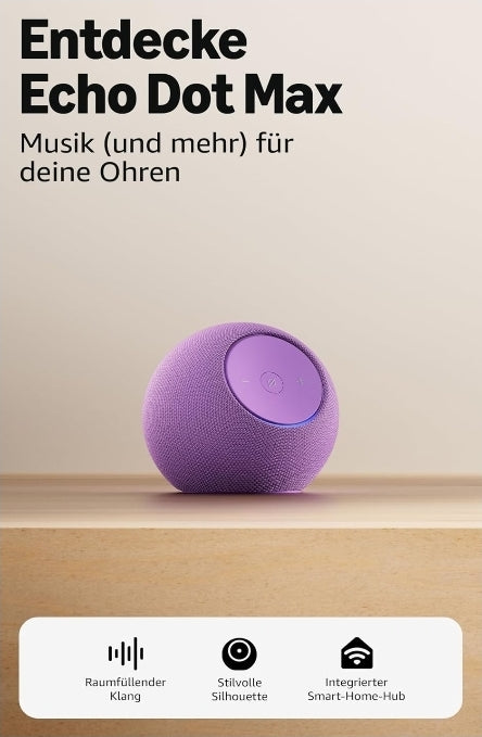 Amazon Echo Dot Max 2025 Smarter WLAN/Bluetooth-Lautsprecher mit Alexa